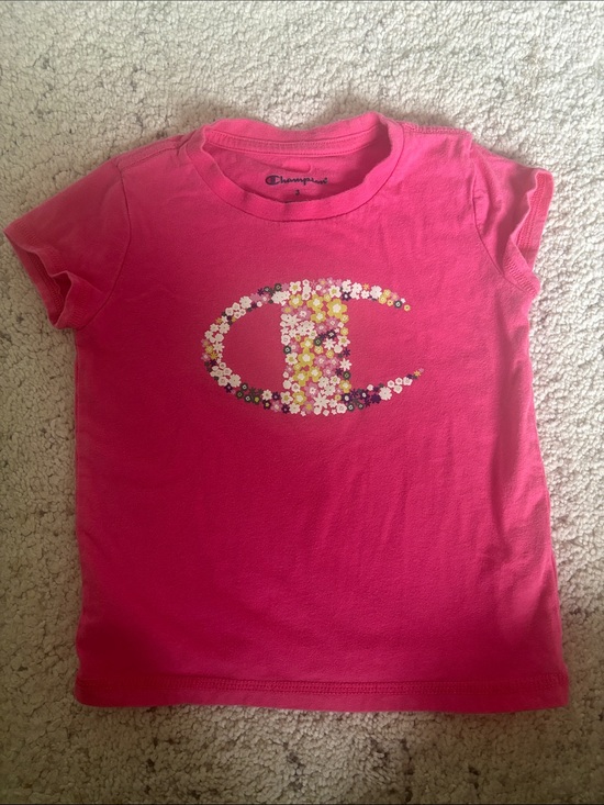 Champion Other - Champion Girls' Hot Pink Floral Logo Short Sleeve Tee